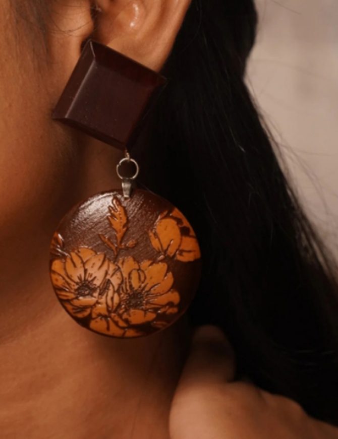 Gulmohar Wooden Earrings